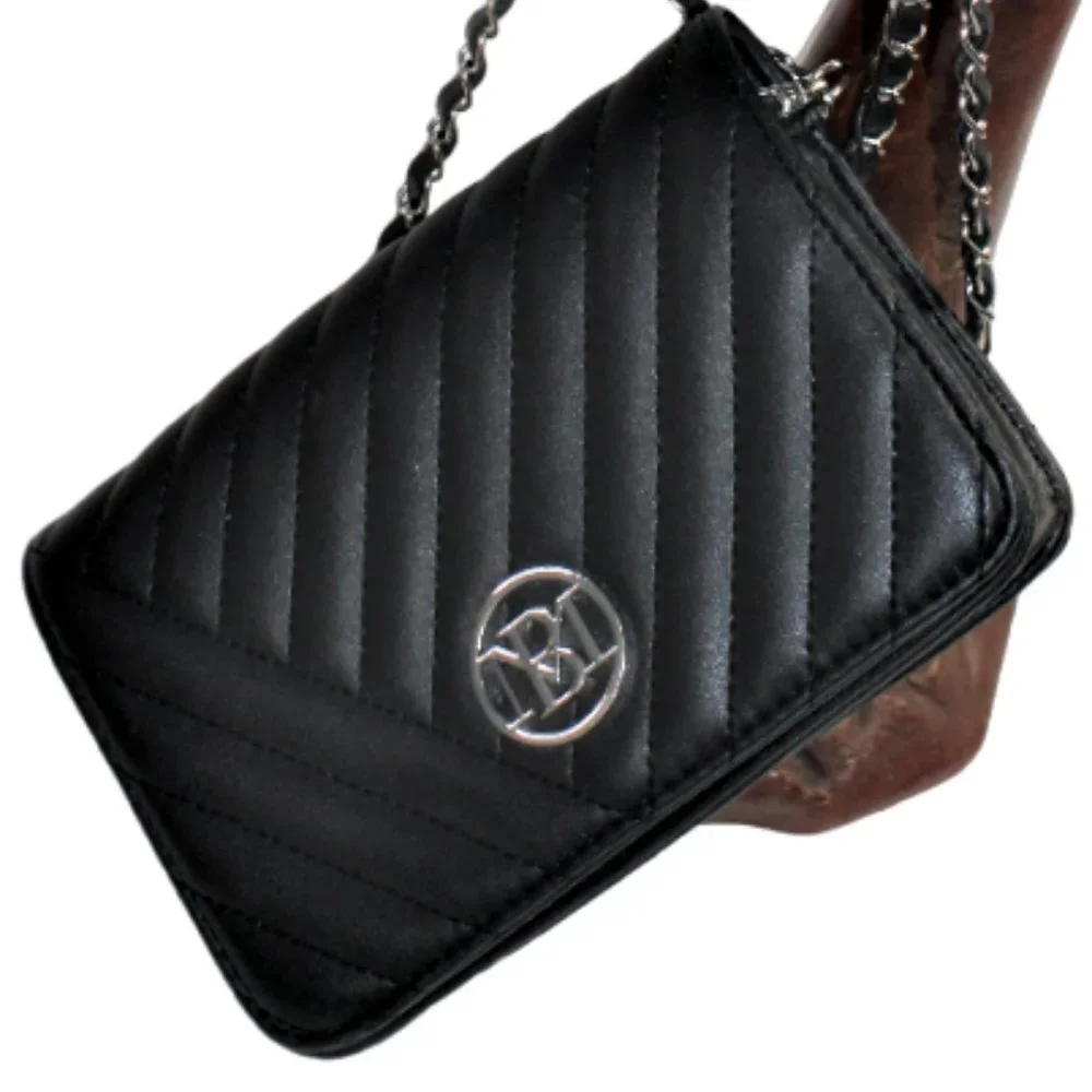 Badgley Mischka Black Studio Quilted Styling Crossbody Bag